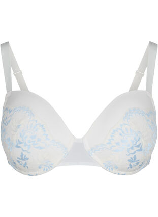 Zizzi BH med bøyle og blonder, Tofu w. blue, Packshot image number 0