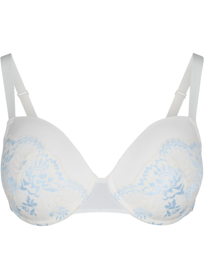 BH med bøyle og blonder, Tofu w. blue, Packshot image number 0