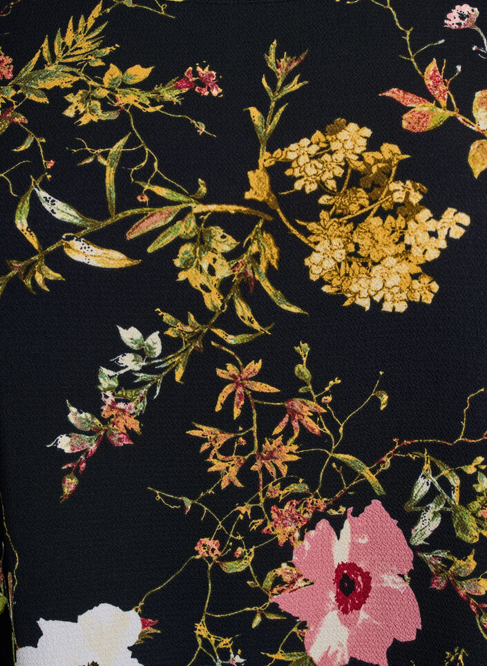 Kjole med trykk og korte ermer, Svart, Packshot image number 2