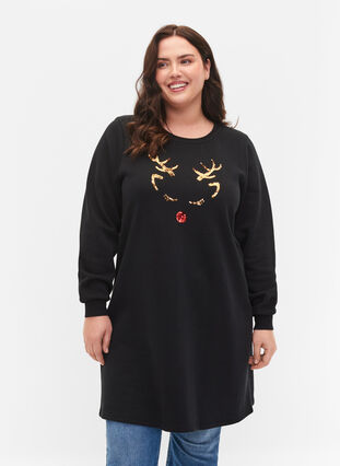 Kjole med julemotiv, Black Reindeer, Model image number 0