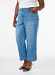 Avkuttede Kiana jeans med straight fit og knappdetaljer, Bl&aring;, Model image number 2