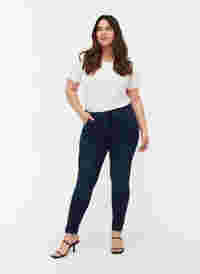 Super slim Amy jeans med høyt liv, Dark blue, Model