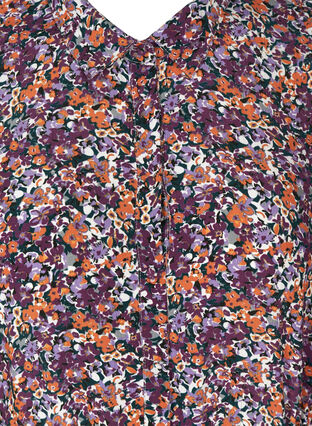 Blomstret midikjole i viskose, Purple Flower AOP, Packshot image number 2