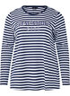 Stripete bluse med motiv, White w.Navy Stripe, Packshot image number 0