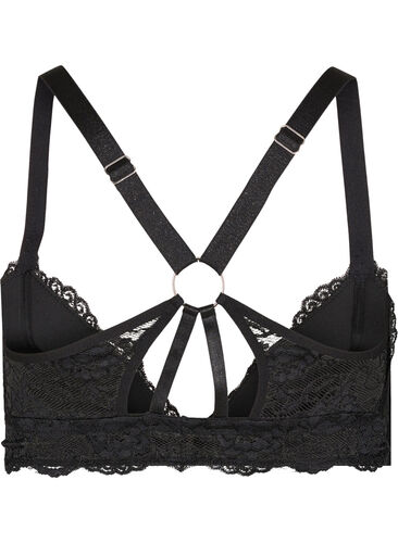 Blonde-BH med vattering og ryggdetalj, Black, Packshot image number 1