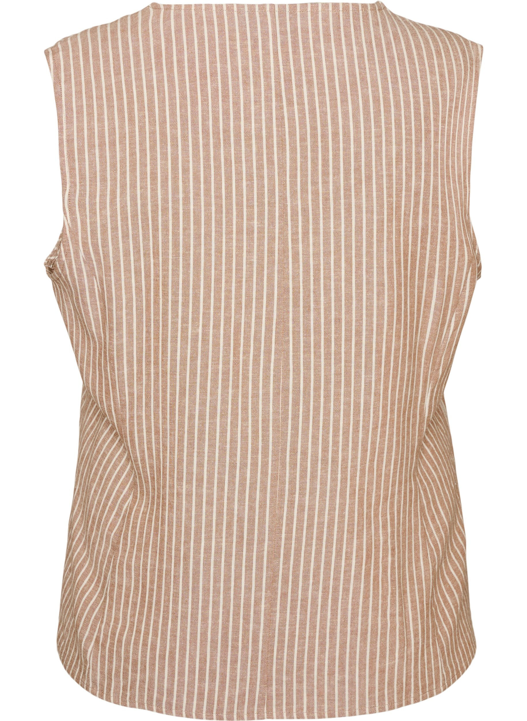 ZizziStripete vest i lin og viskose, Beige, Packshot image number 1