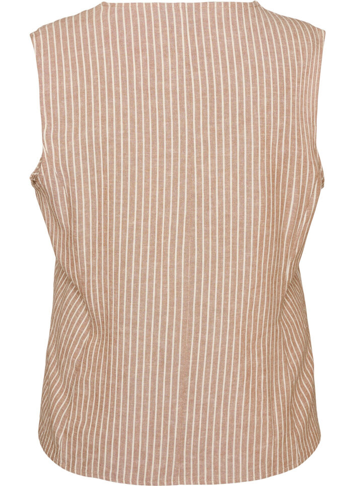 Stripete vest i lin og viskose, Beige, Packshot image number 1