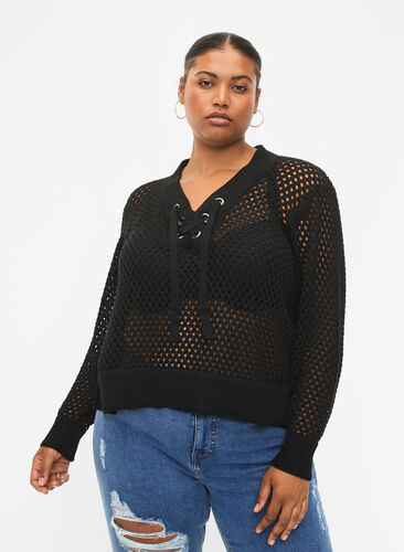 Genser med mønster, Black, Model image number 0