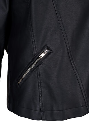 Zizzi Biker jakke i imitert skinn, Black, Packshot image number 3