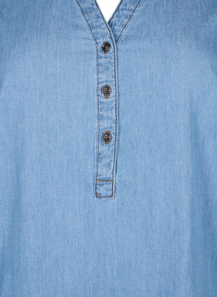 Zizzi Denimkjole med splitt og korte ermer, Blue denim, Packshot image number 2