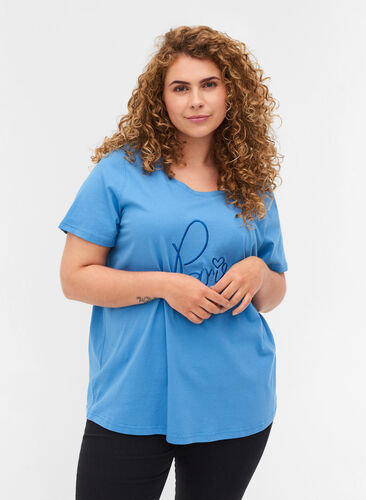Kortermet t-skjorte med print, Blue Jasper, Model image number 0