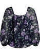 Chiffonbluse med blomstertrykk og lange ermer, Bl&aring;, Packshot image number 1