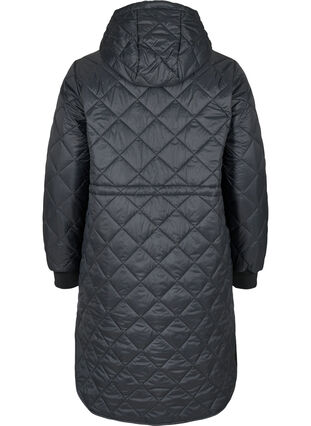 Lett jakke med quiltet mønster og hette, Black, Packshot image number 1