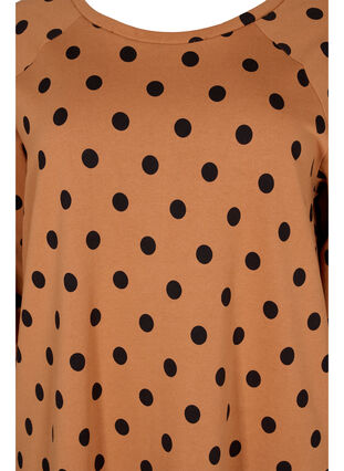 Prikkete kjole med 3/4-ermer, Almond Black Dot, Packshot image number 2