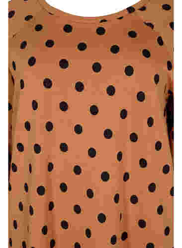 Prikkete kjole med 3/4-ermer, Almond Black Dot, Packshot image number 2