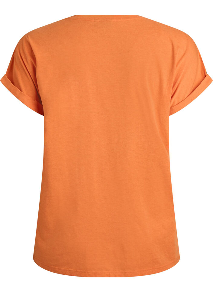 Kortermet t-skjorte i bomullsblanding, Orange, Packshot image number 1