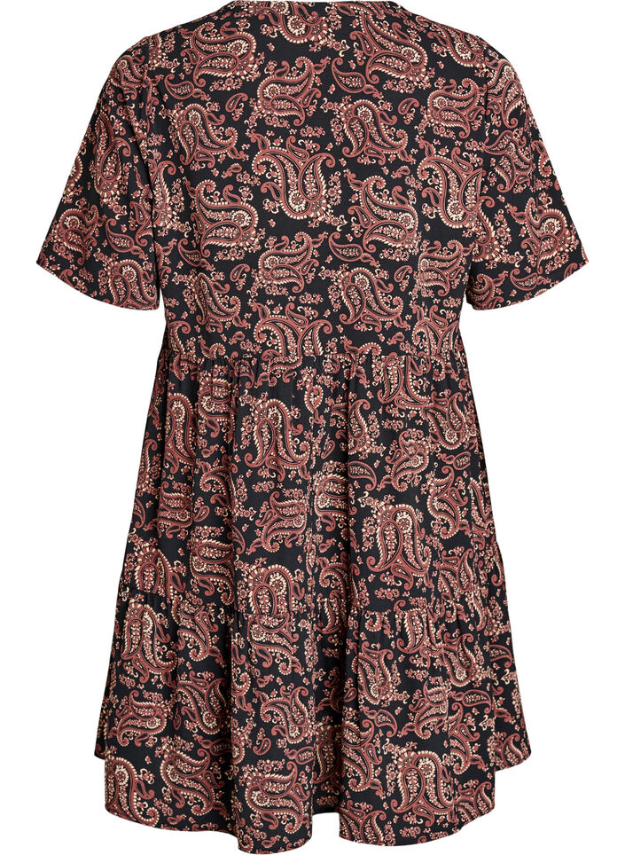 Kortermet kjole med A-linje og kuttlinjer, Svart, Packshot image number 1