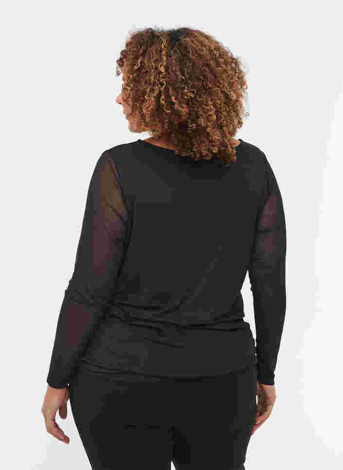 Tettsittende genser med mesh, Black, Model image number 1