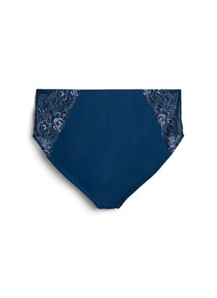 Zizzi Microfiber truser med blonder og vanlig midje, Blå, Packshot image number 1