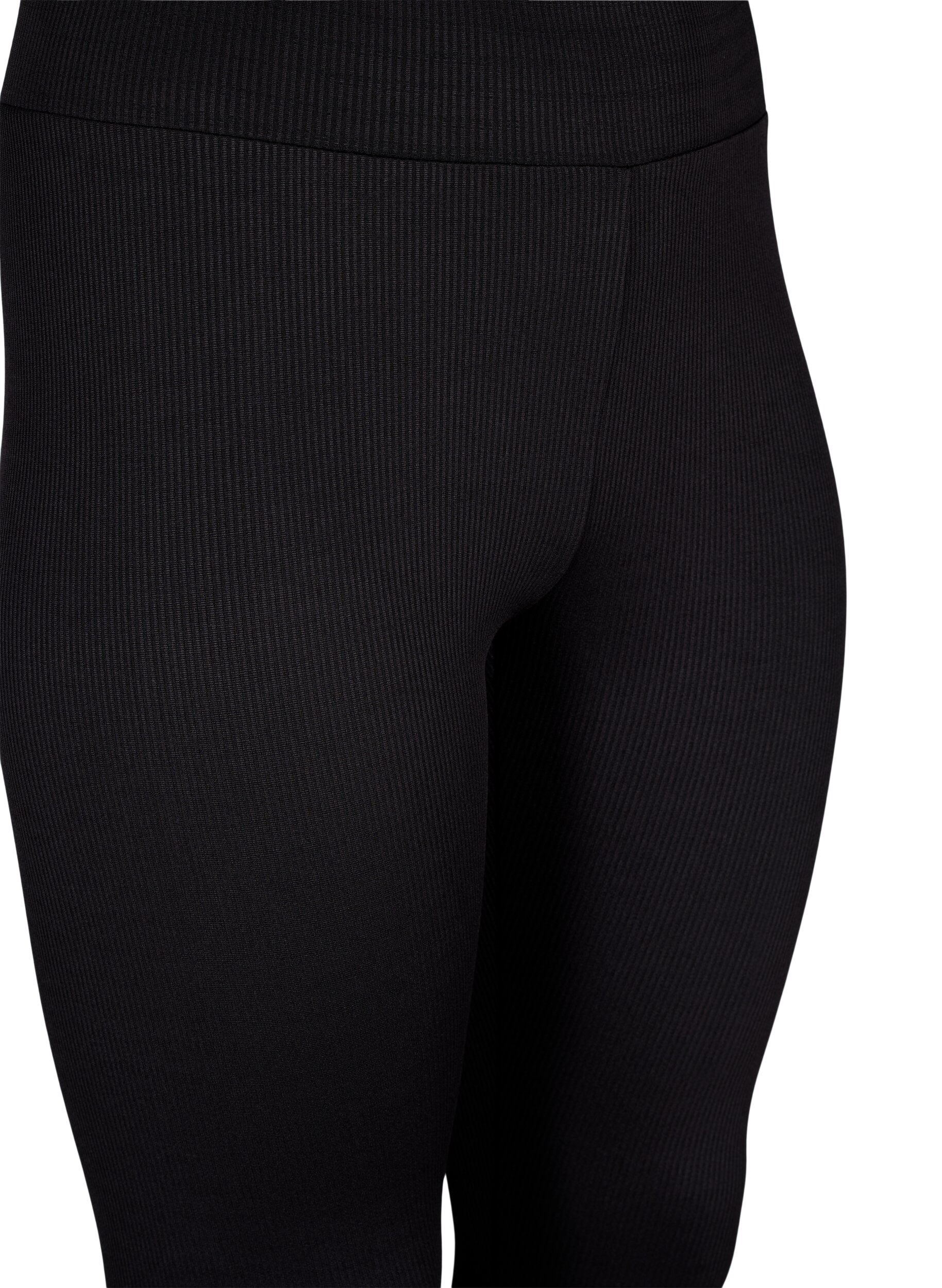 Zizzi Leggings med stretch og ribbet struktur, Black, Packshot image number 2