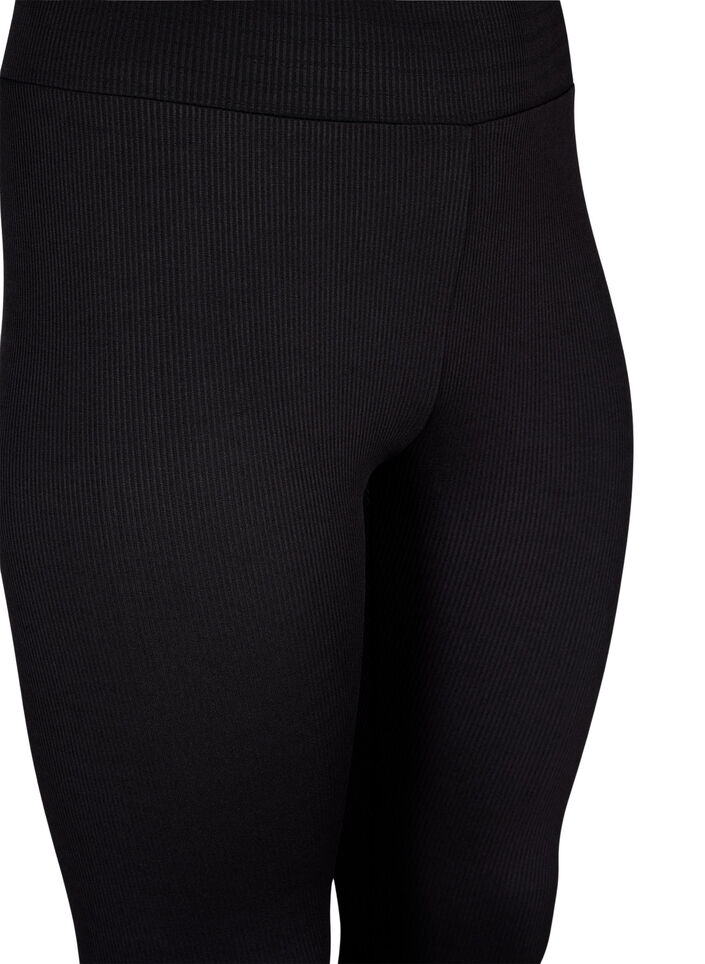Leggings med stretch og ribbet struktur, Black, Packshot image number 2