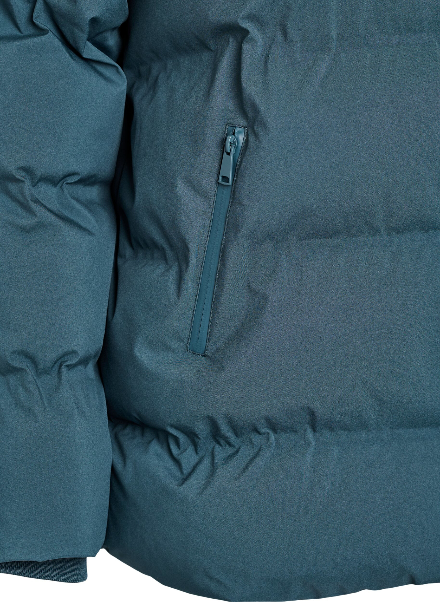 Zizzi Kort pufferjakke med avtagbar hette, Gr&oslash;nn, Packshot image number 3