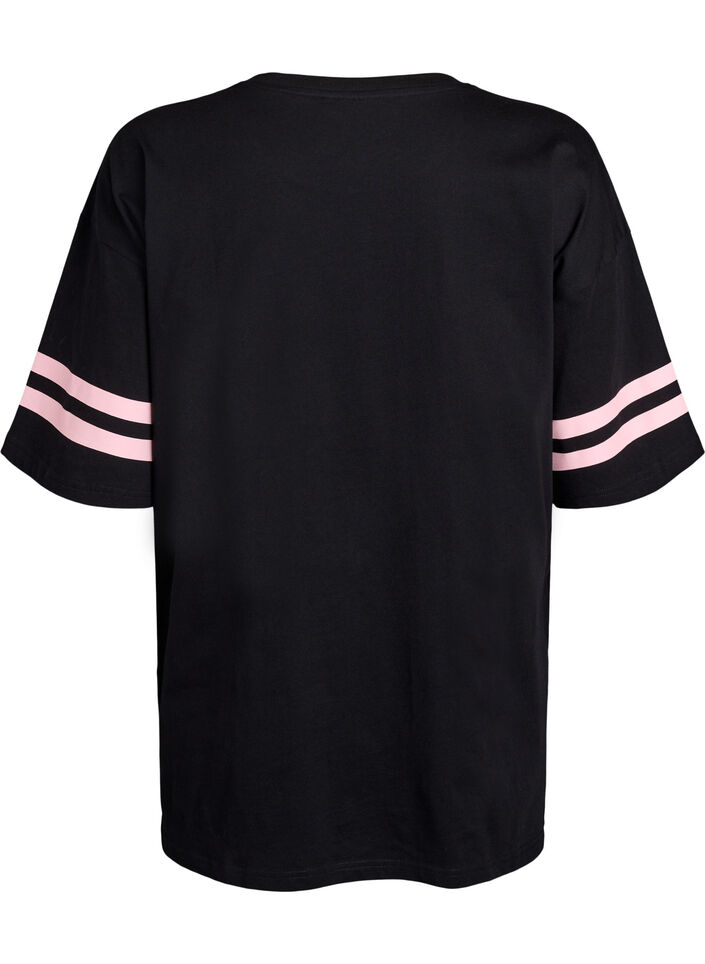 Sporty oversized college T-skjorte, Svart, Packshot image number 1