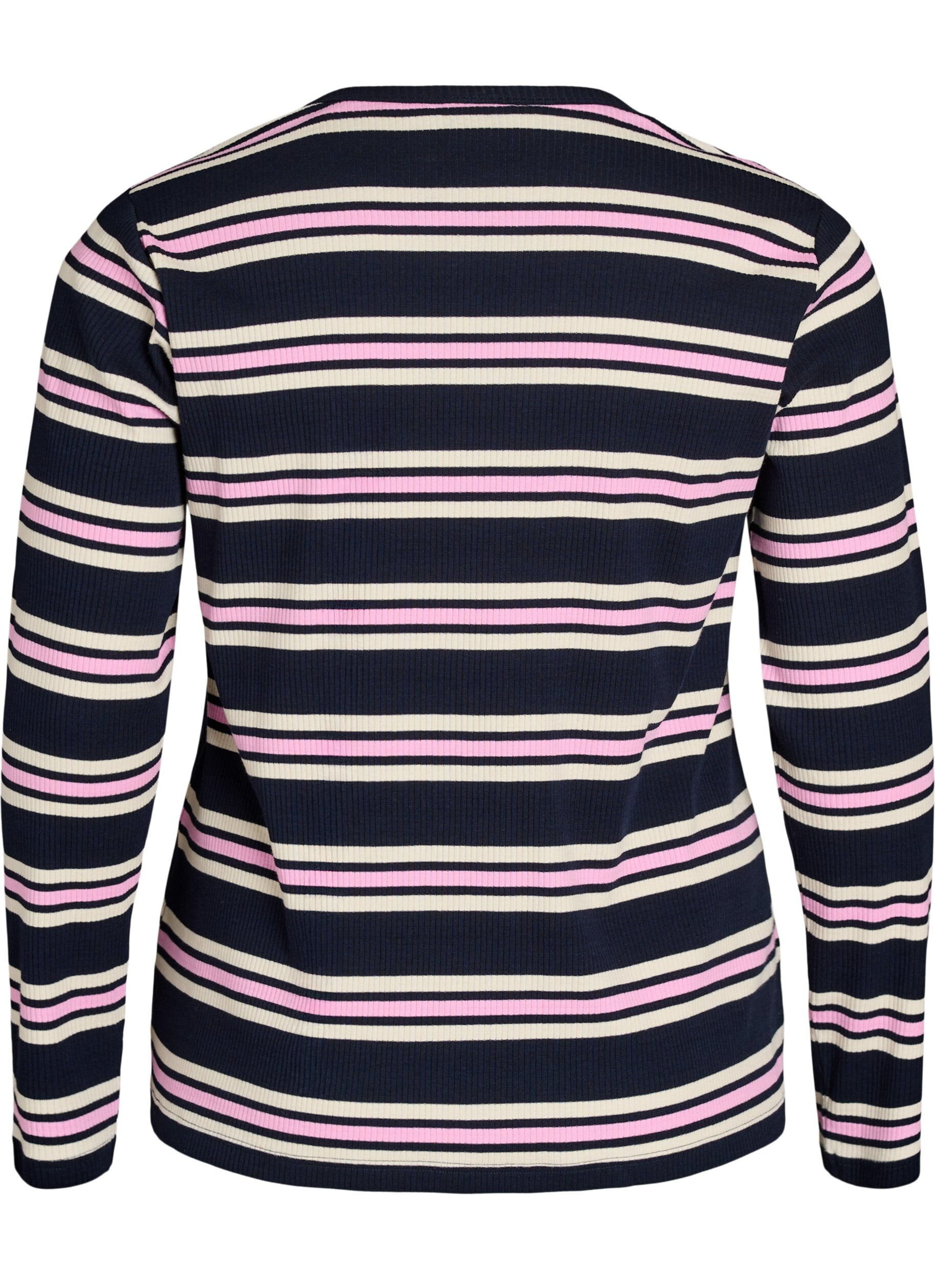 ZizziLangermet nattopp i ribbestrikket jersey med striper, Bl&aring;, Packshot image number 1