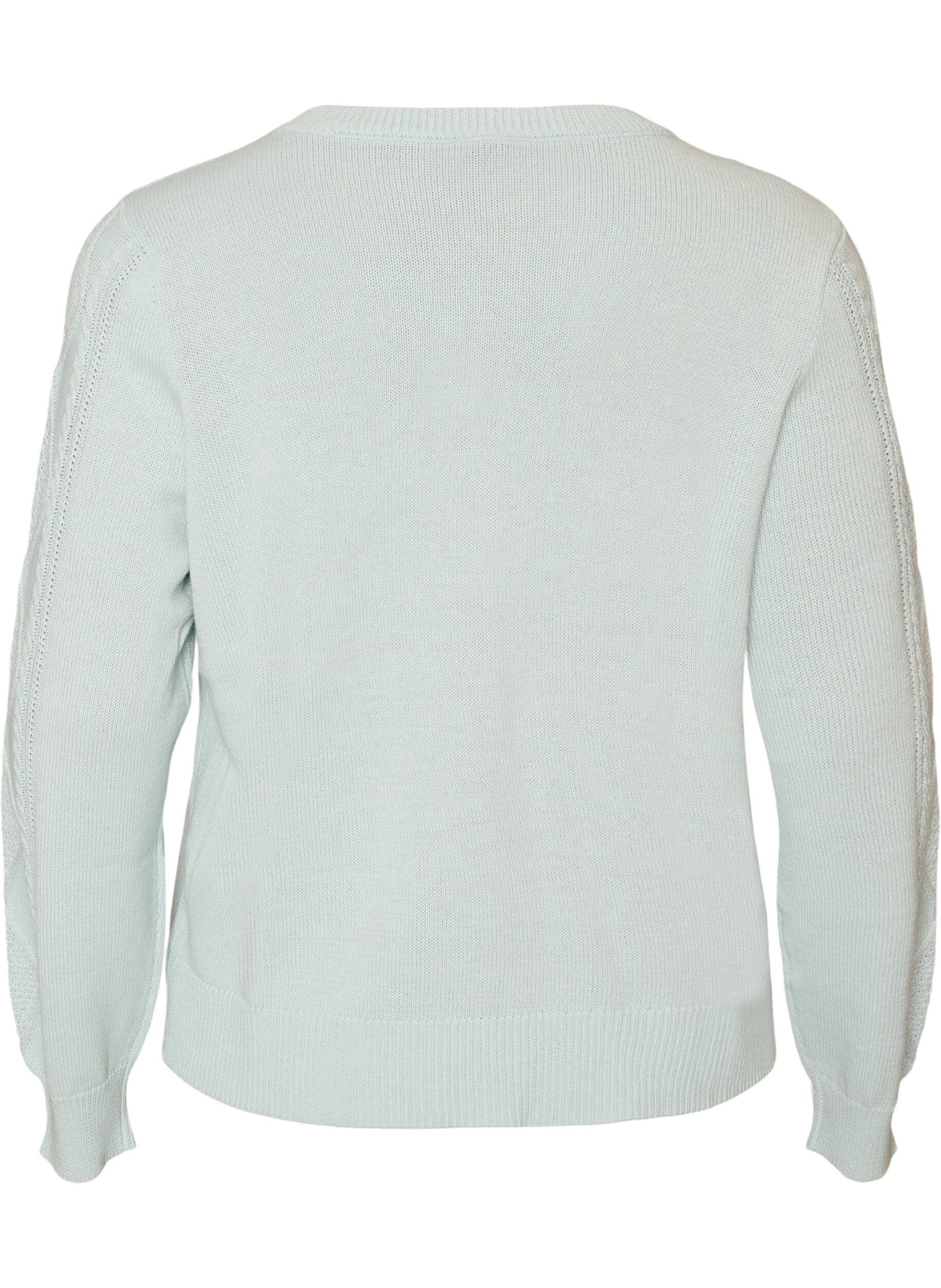 ZizziKabelstrikket kardigan med dekorative knapper, Bl&aring;, Packshot image number 1