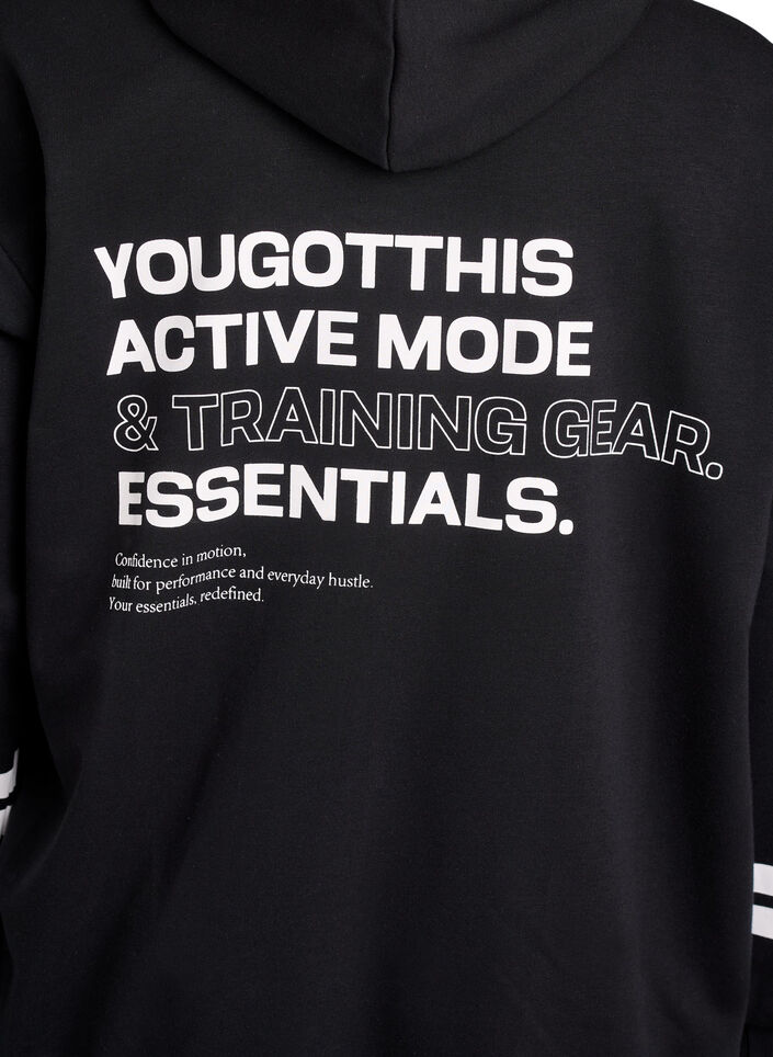 Lang cardigan med trykte detaljer, Svart, Packshot image number 3