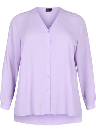 Langermet skjorte med V-hals, Purple Rose, Packshot image number 0