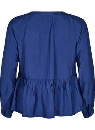 Zizzi Bluse med sløyfe og lange ermer, Blå, Packshot image number 1