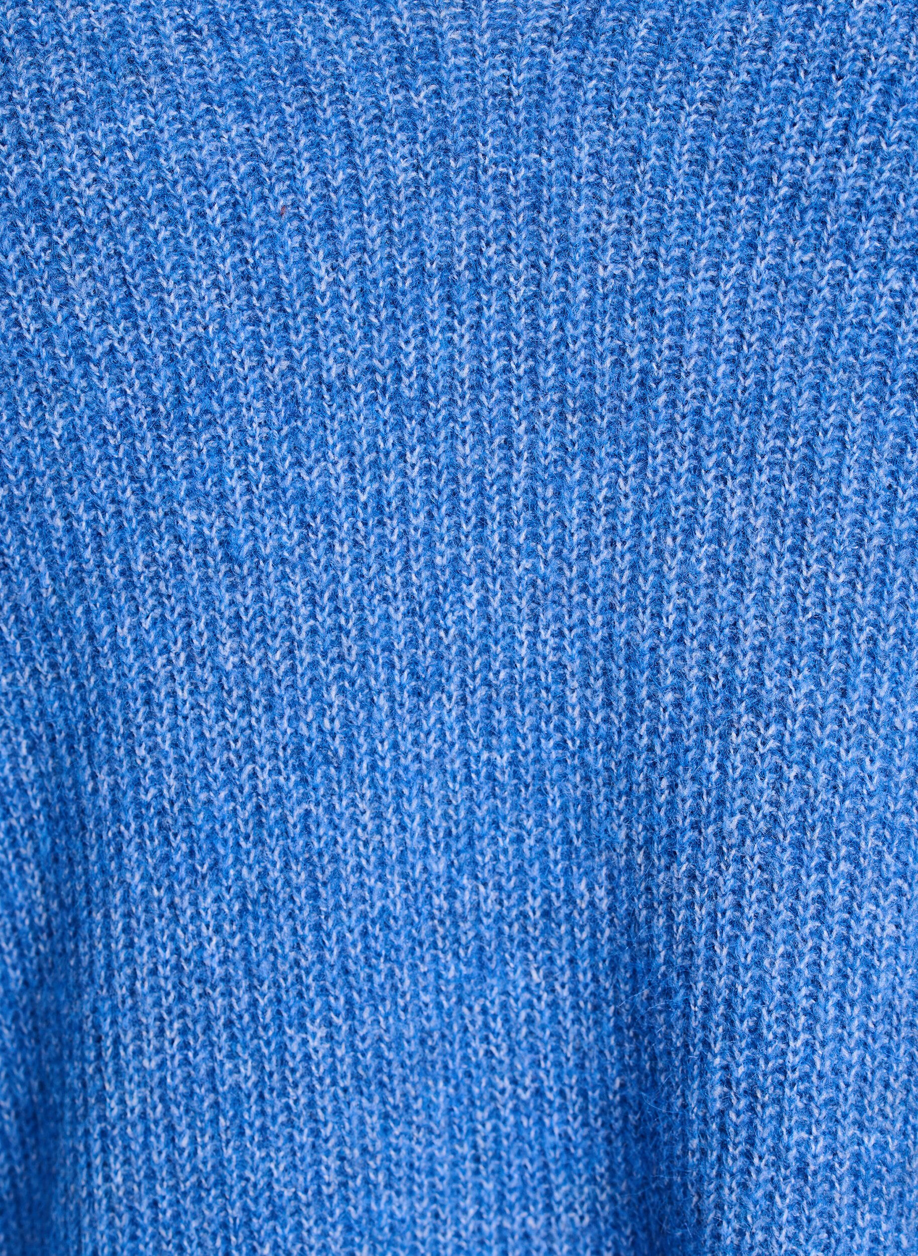 ZizziStrikkebluse med V-hals og raglanermer, Bl&aring;, Packshot image number 2