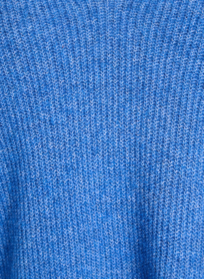 Strikkebluse med V-hals og raglanermer, Bl&aring;, Packshot image number 2