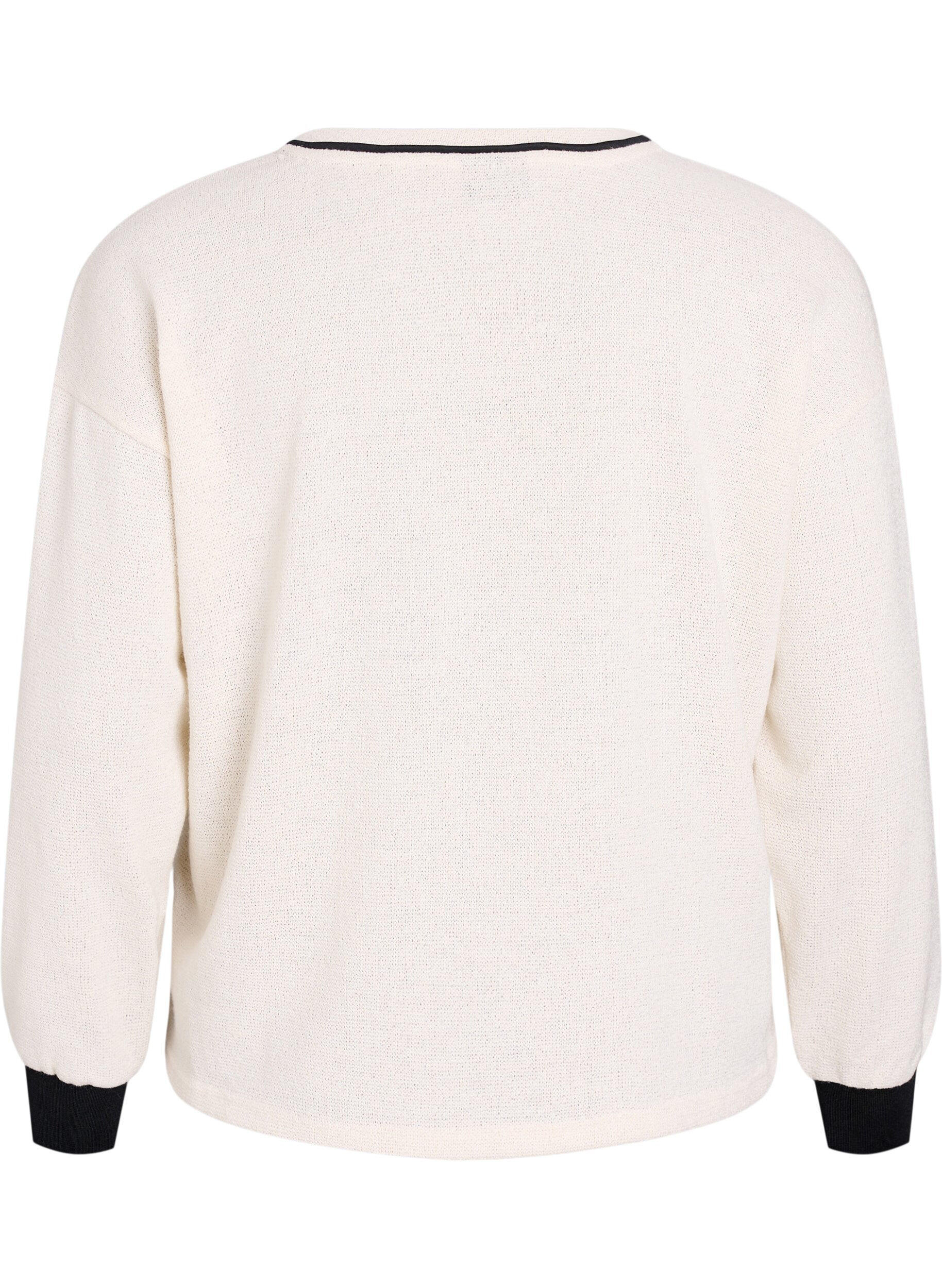 Zizzi Genser i strukturert jersey med fronttrykk, Beige, Packshot image number 1