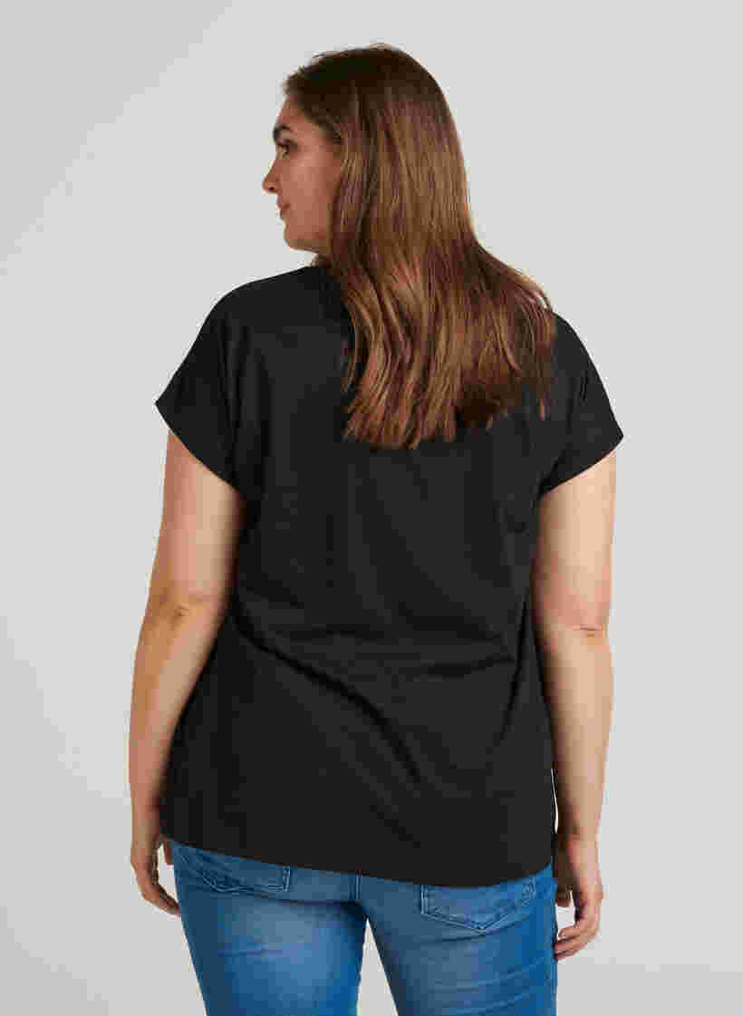 T-skjorte i bomullsmiks, Black, Model image number 1