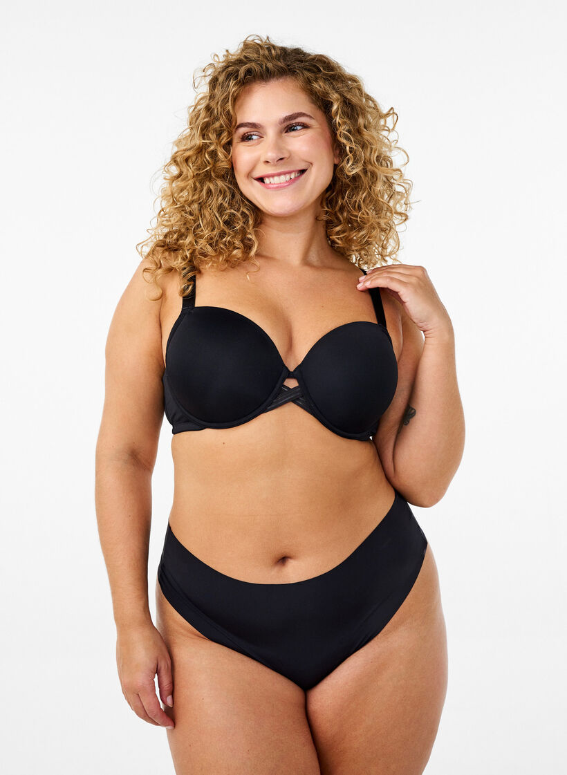 Formstøpt BH med kryssdetaljer, Svart, Model image number 1