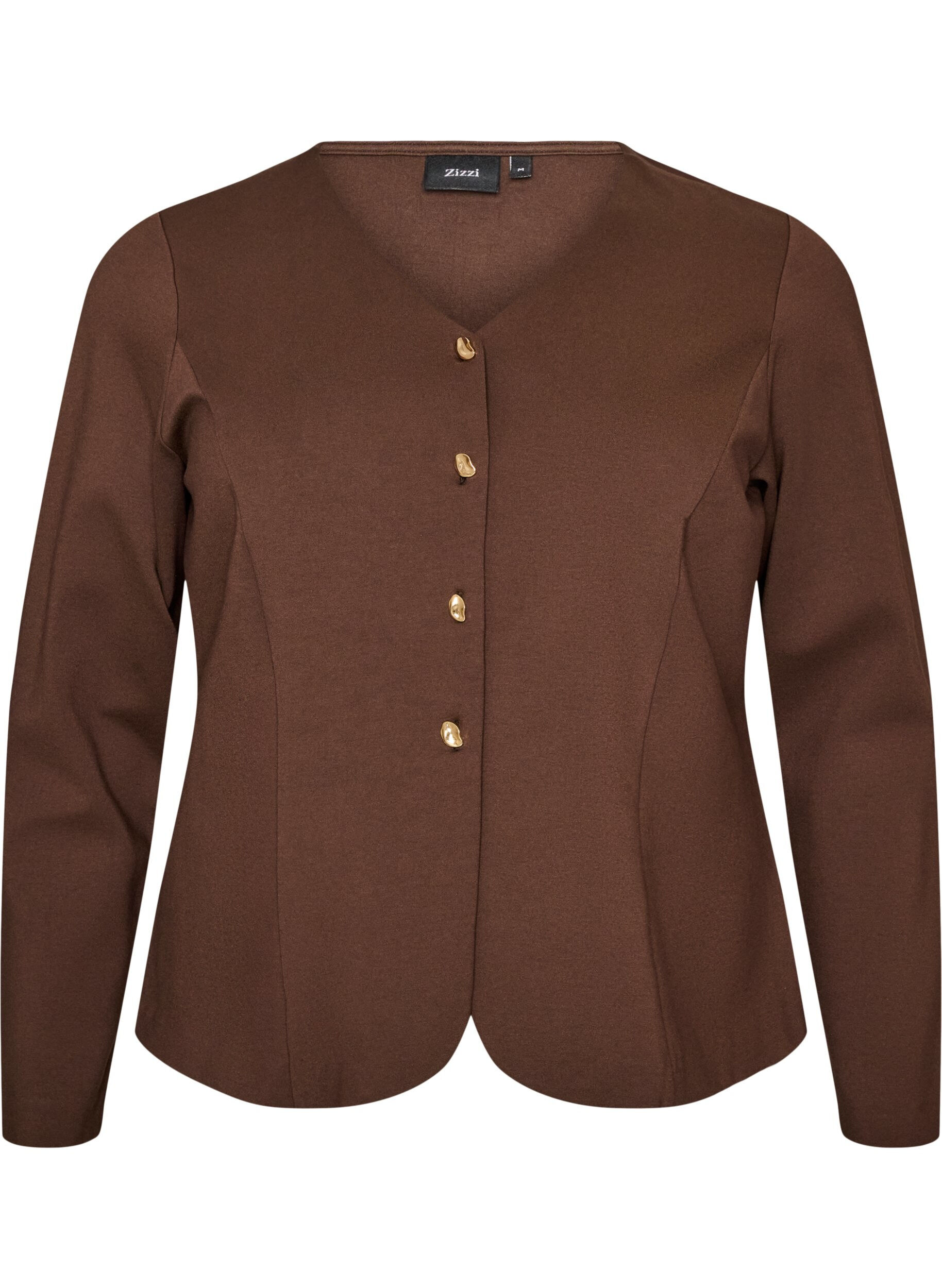 Figurn&aelig;r jerseycardigan med dekorative knapper