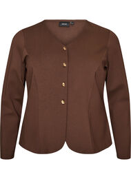Figurn&aelig;r jerseycardigan med dekorative knapper, Brun