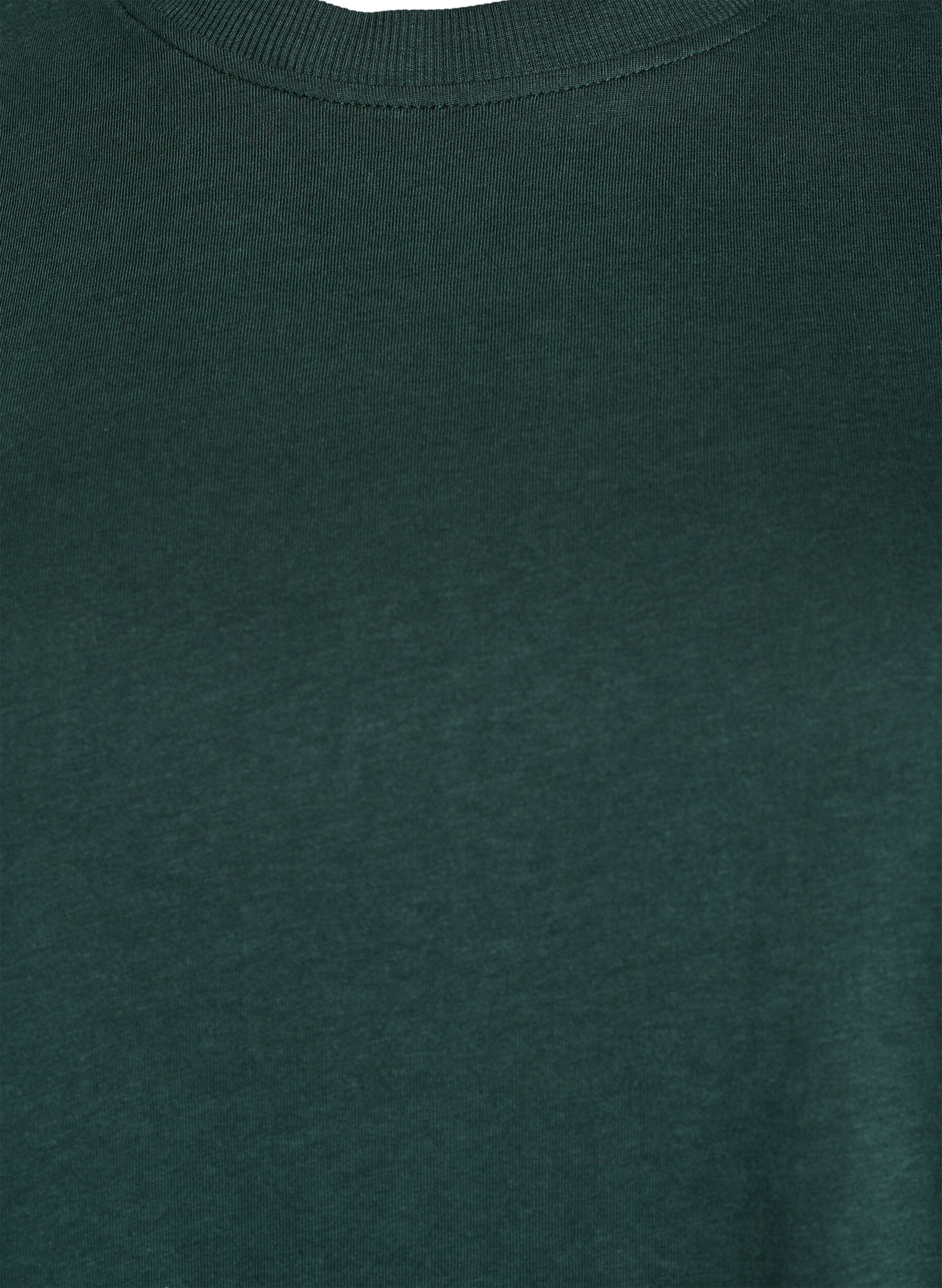 Zizzi Basic T-skjorte i bomull med rund hals, Gr&oslash;nn, Packshot image number 2