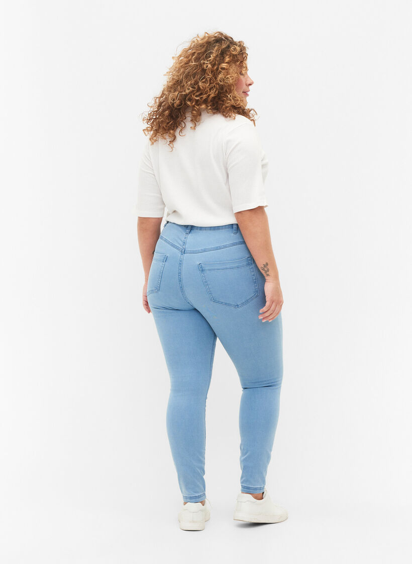 Super slim Amy jeans med h&oslash;yt liv, Ex Lt Blue, Model image number 1