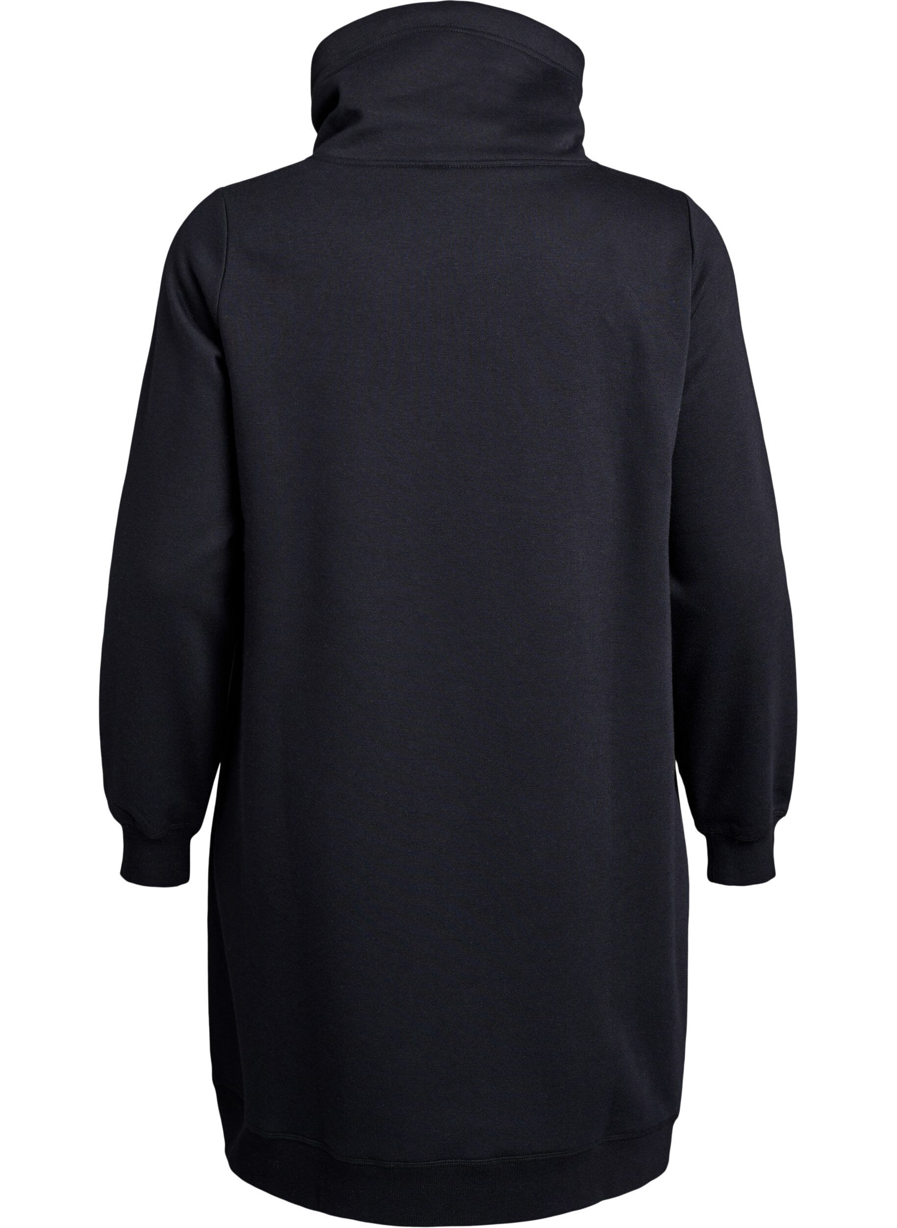 Zizzi FLASH - Kort genserkjole med h&oslash;y hals og lommer, Svart, Packshot image number 1