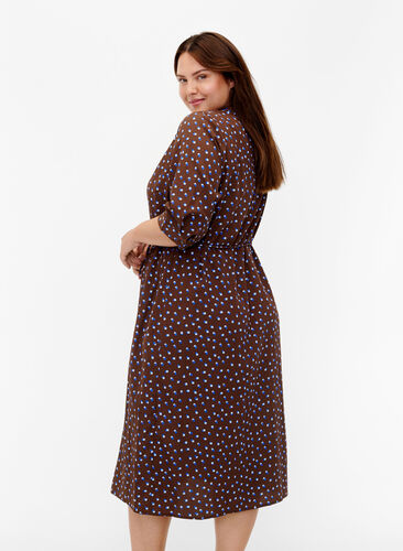 FLASH - Skjortekjole med prikker, Chicory Coffee AOP, Model image number 1