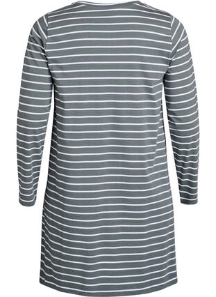 Zizzi Stripet nattkjole i økologisk bomull, Grønn, Packshot image number 1