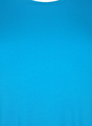 T-skjorte i viskose med ribbet struktur, Ibiza Blue, Packshot image number 2