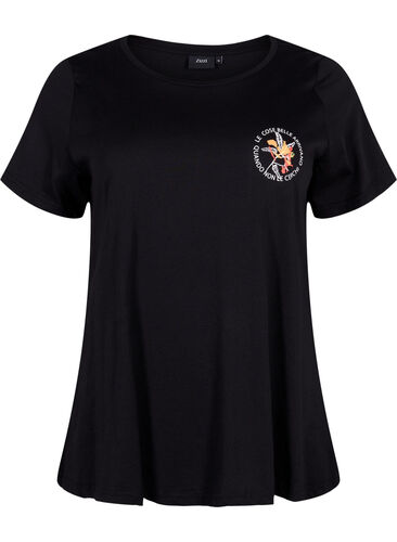 T-skjorte i bomull med trykk foran, Black W. Chest print, Packshot image number 0