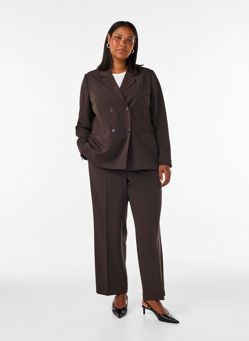 Dobbeltradet blazer med Loose fit, Brun, Model image number 1