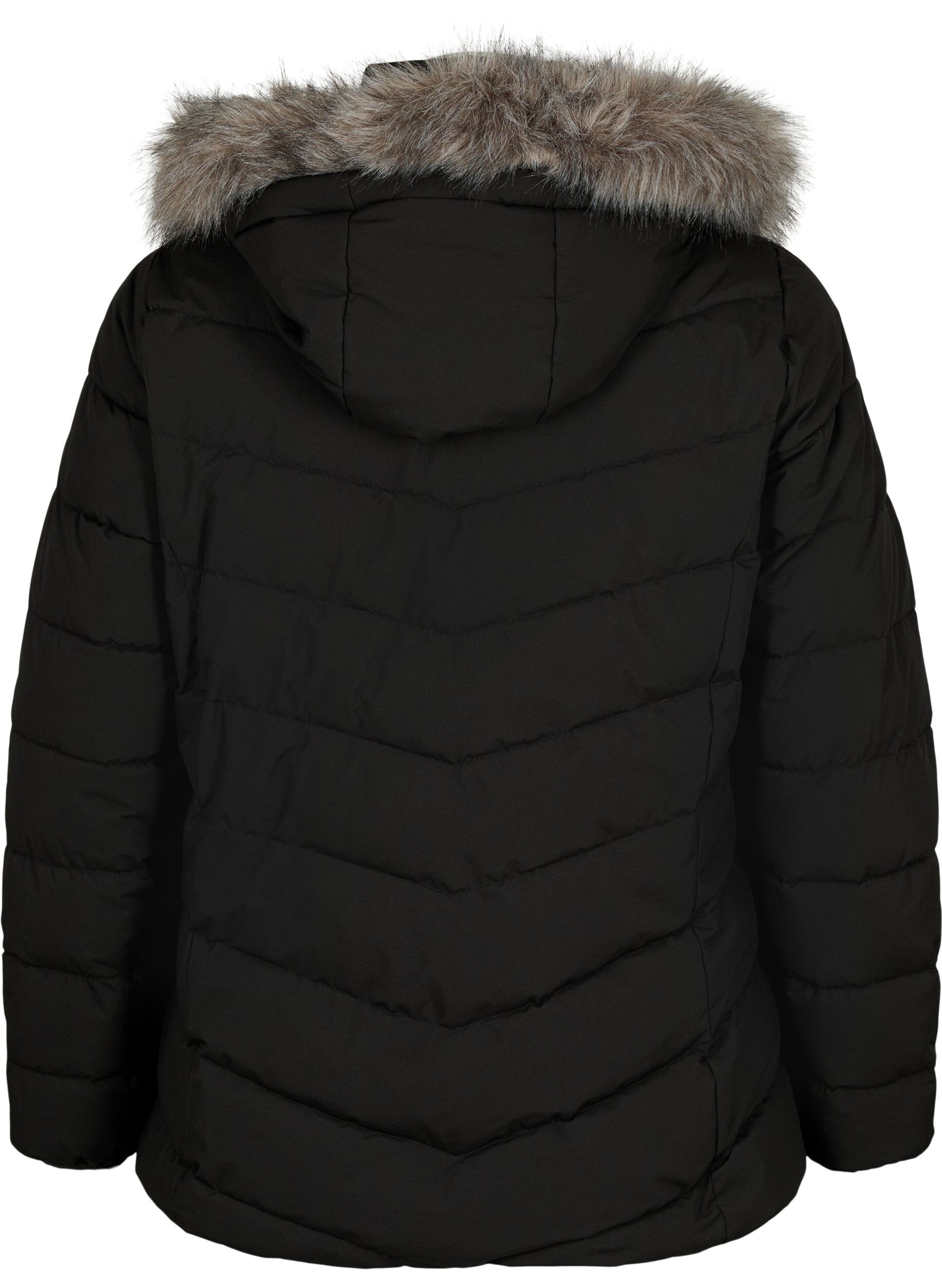 ZizziKort boblejakke med hette, Svart, Packshot image number 1