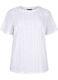 Kortermet bluse med teksturmønster, Bright White