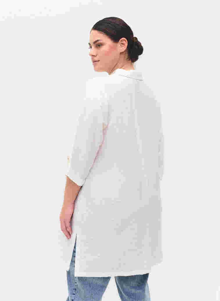 Lang skjorte med 3/4-ermer, Bright White, Model image number 1